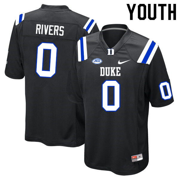 Youth #0 Chandler Rivers Duke Blue Devils College Football Jerseys Sale-Black